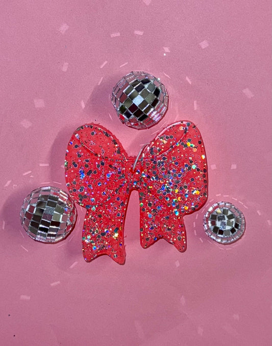 RTS Peach Glitter Bow Car Freshie