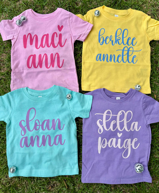 Girls Custom Name Tee’s