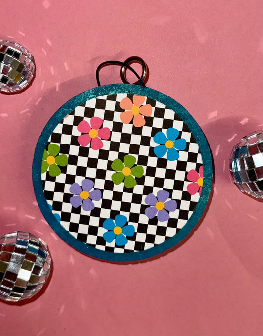 RTS Checkered Flower Car Freshie