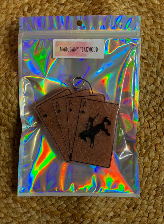 RTS Brown Western Cards Car Freshie