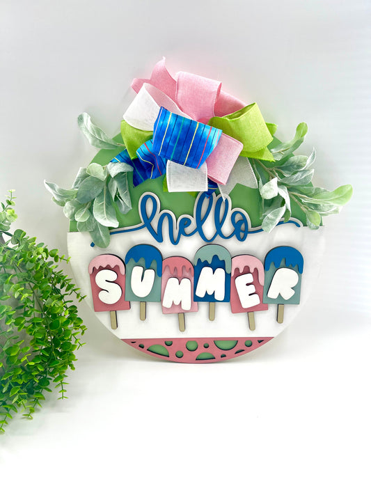 Hello Summer 3D Popsicles - 18” Door Hanger