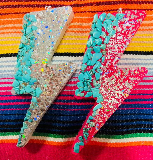 RTS Pink Lightning With Turquoise Stones Car Freshie
